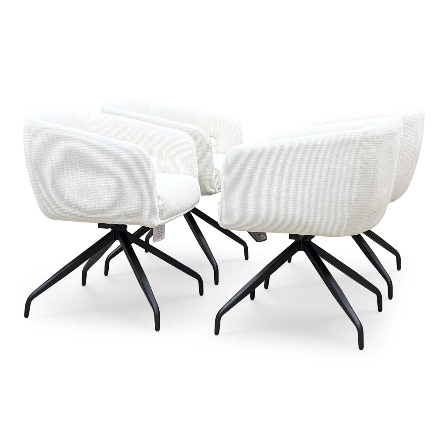 ‘Atlas’ White Corduroy Fabric Swivel Dining Chair - Set Of 4