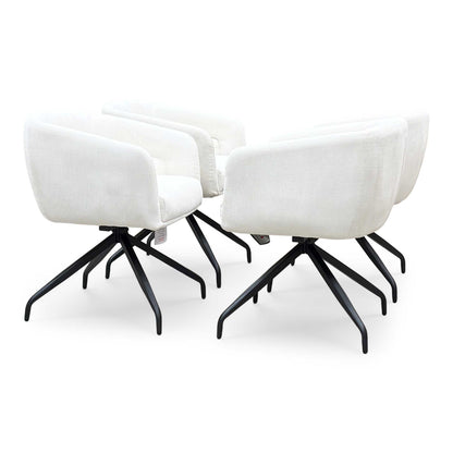‘Atlas’ White Corduroy Fabric Swivel Dining Chair - Set Of 4