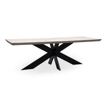 Bodahl 'Terra' 8 Vintage Grey Solid Oak 240cm Dining Table with Metal Star Base