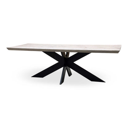 Bodahl 'Terra' 8 Vintage Grey Solid Oak 240cm Dining Table with Metal Star Base