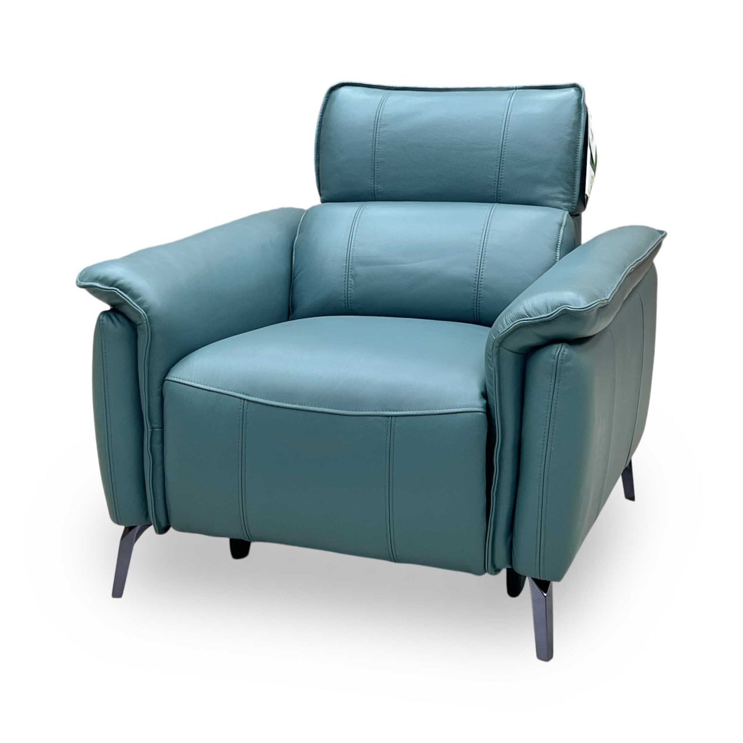 ‘Jude’ Oslo Peacock Green Cat-40_09 Leather Power Recliner Chair with Power Headrest, Power Lumbar and Heated Seat