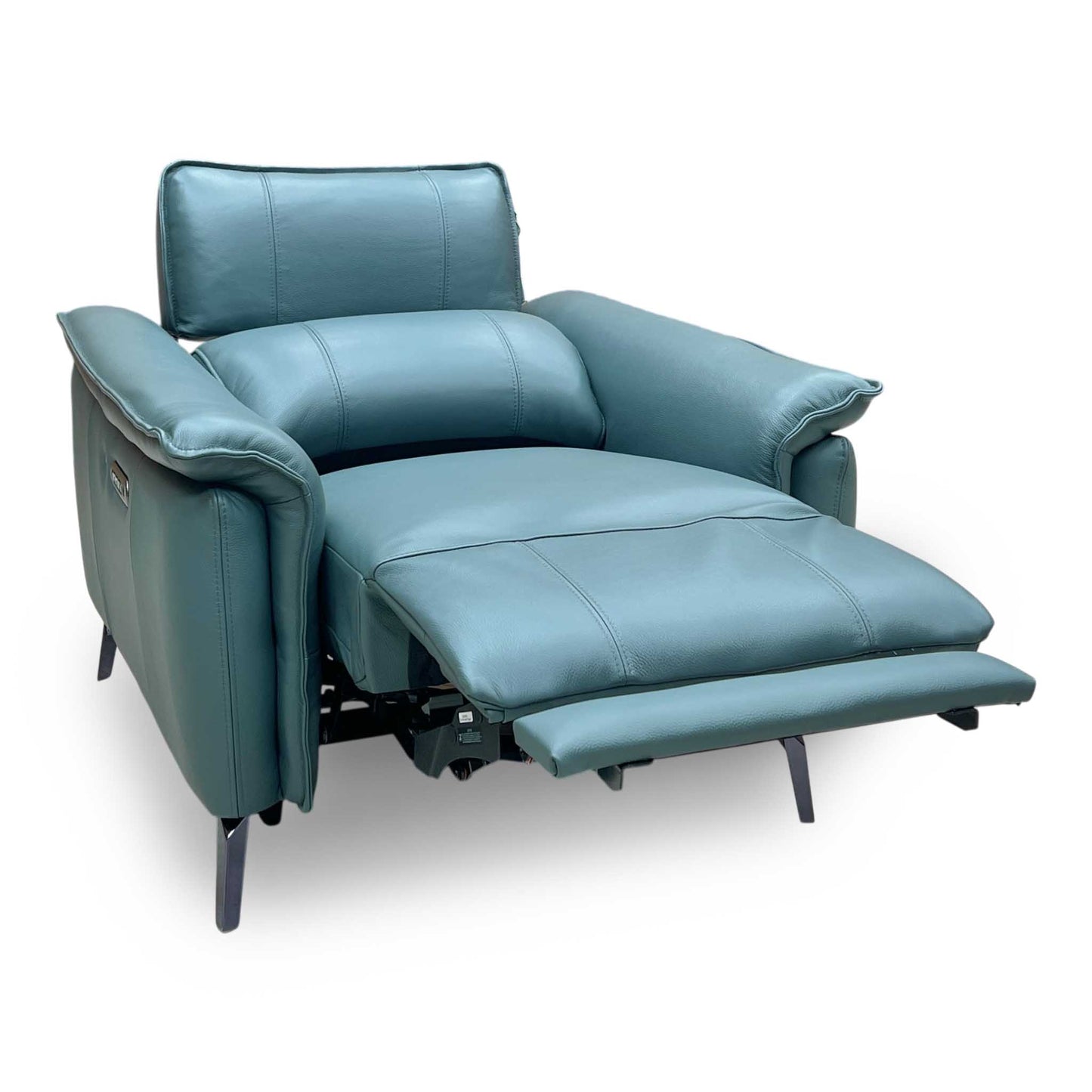 ‘Jude’ Oslo Peacock Green Cat-40_09 Leather Power Recliner Chair with Power Headrest, Power Lumbar and Heated Seat