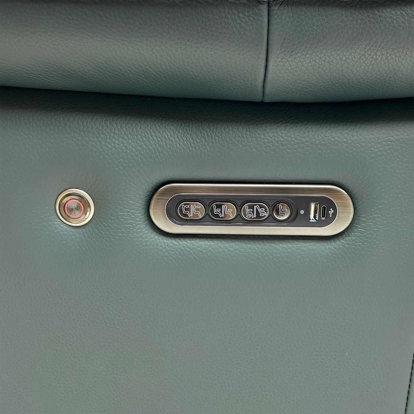 ‘Jude’ Oslo Peacock Green Cat-40_09 Leather Power Recliner Chair with Power Headrest, Power Lumbar and Heated Seat