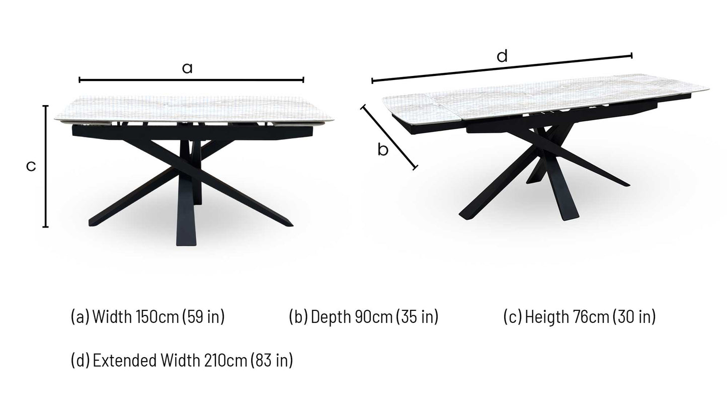 ‘Germain’ Real Marble Top Small Extending Dining Table