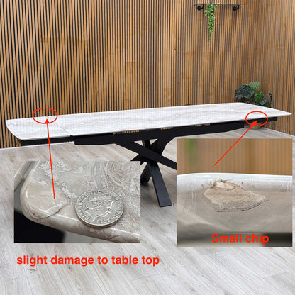 ‘Germain’ Real Marble Top Large Extending Dining Table