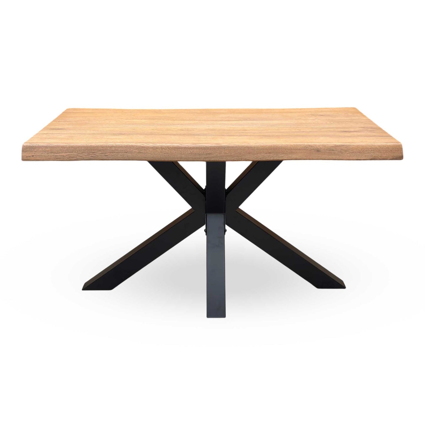 Bodahl 'Terra' 6 Bassano Solid Oak Raw Edge 140cm Dining Table with Metal Star Base Furniture Village