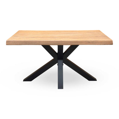 Bodahl 'Terra' 6 Bassano Solid Oak Raw Edge 140cm Dining Table with Metal Star Base Furniture Village