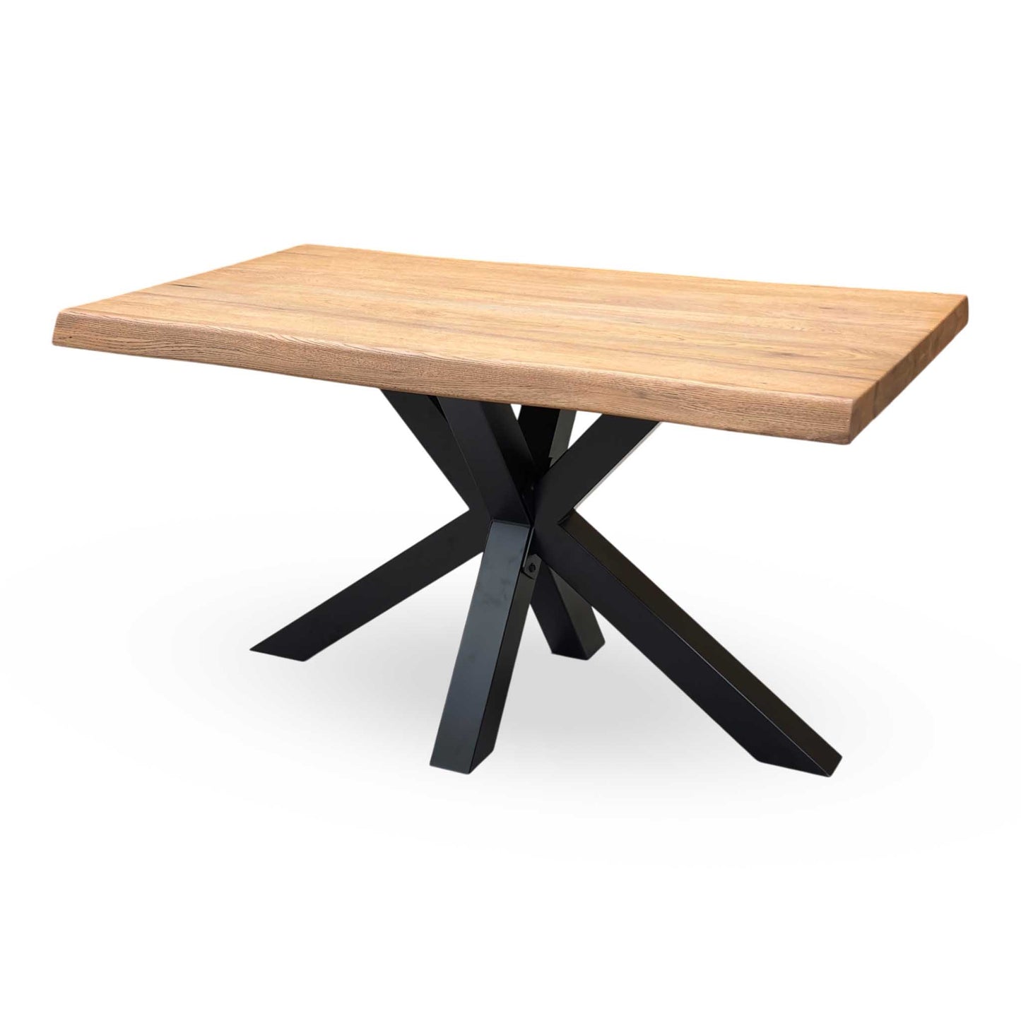 Bodahl 'Terra' 6 Bassano Solid Oak Raw Edge 140cm Dining Table with Metal Star Base Furniture Village