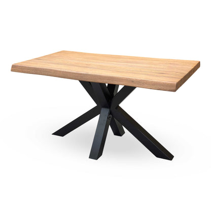 Bodahl 'Terra' 6 Bassano Solid Oak Raw Edge 140cm Dining Table with Metal Star Base Furniture Village