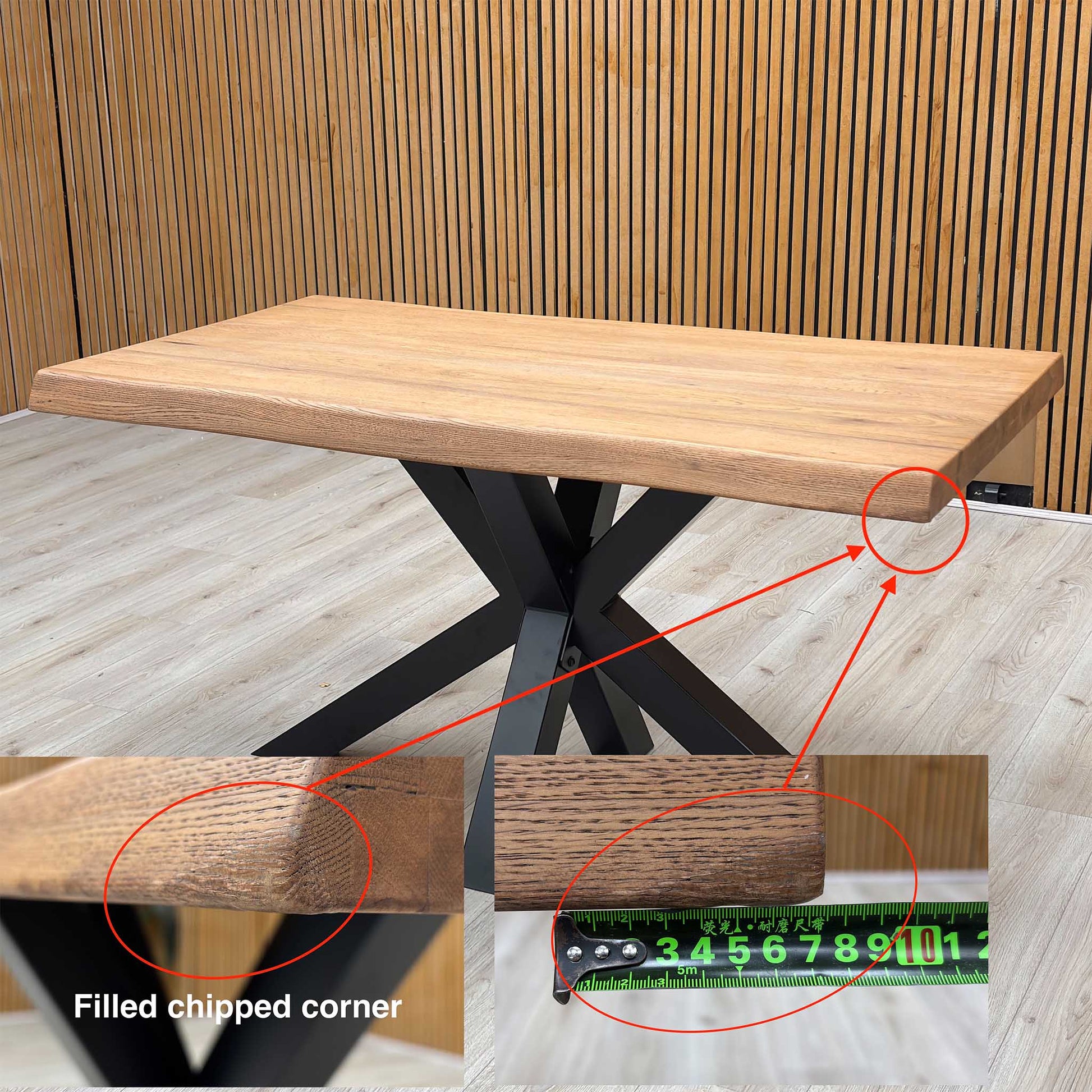 Bodahl 'Terra' 6 Bassano Solid Oak Raw Edge 140cm Dining Table with Metal Star Base Furniture Village