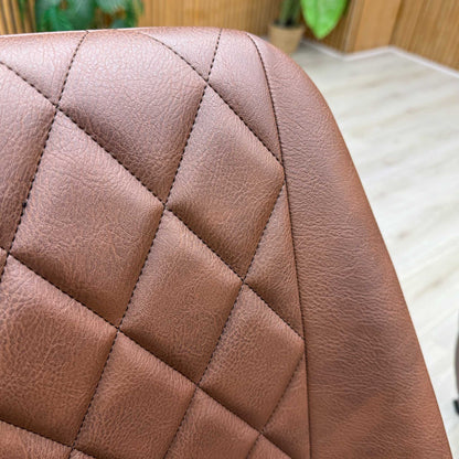 ‘Jupiter’ Tan Brown Faux Leather Set of 2 Swivel Dining Chairs