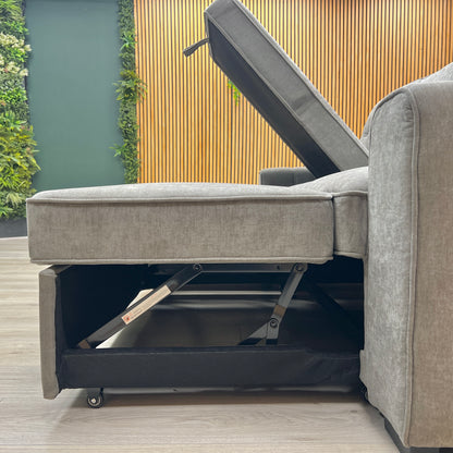 ‘Terry’ Grey Fabric Reversible Corner Sofa Bed with Storage Chaise