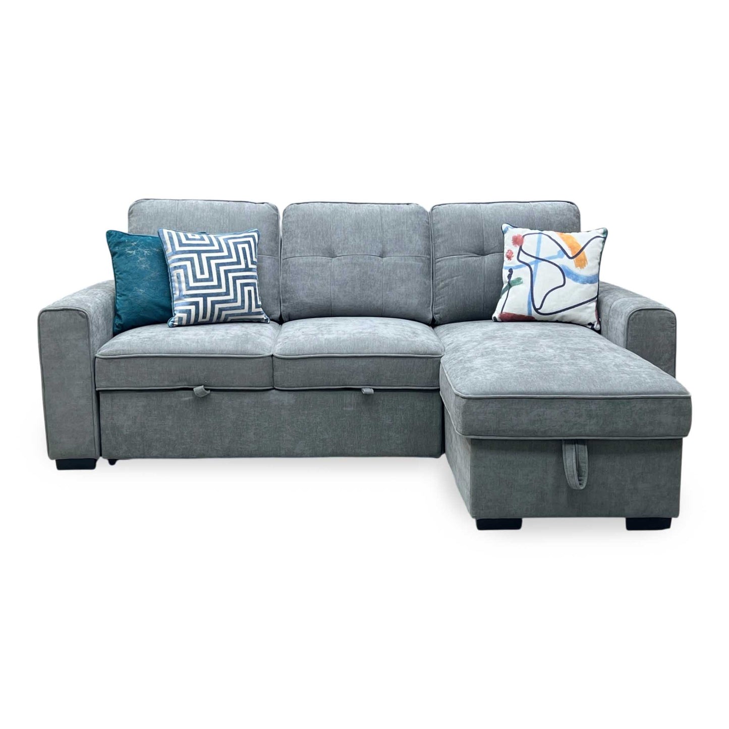 ‘Terry’ Grey Fabric Reversible Corner Sofa Bed with Storage Chaise