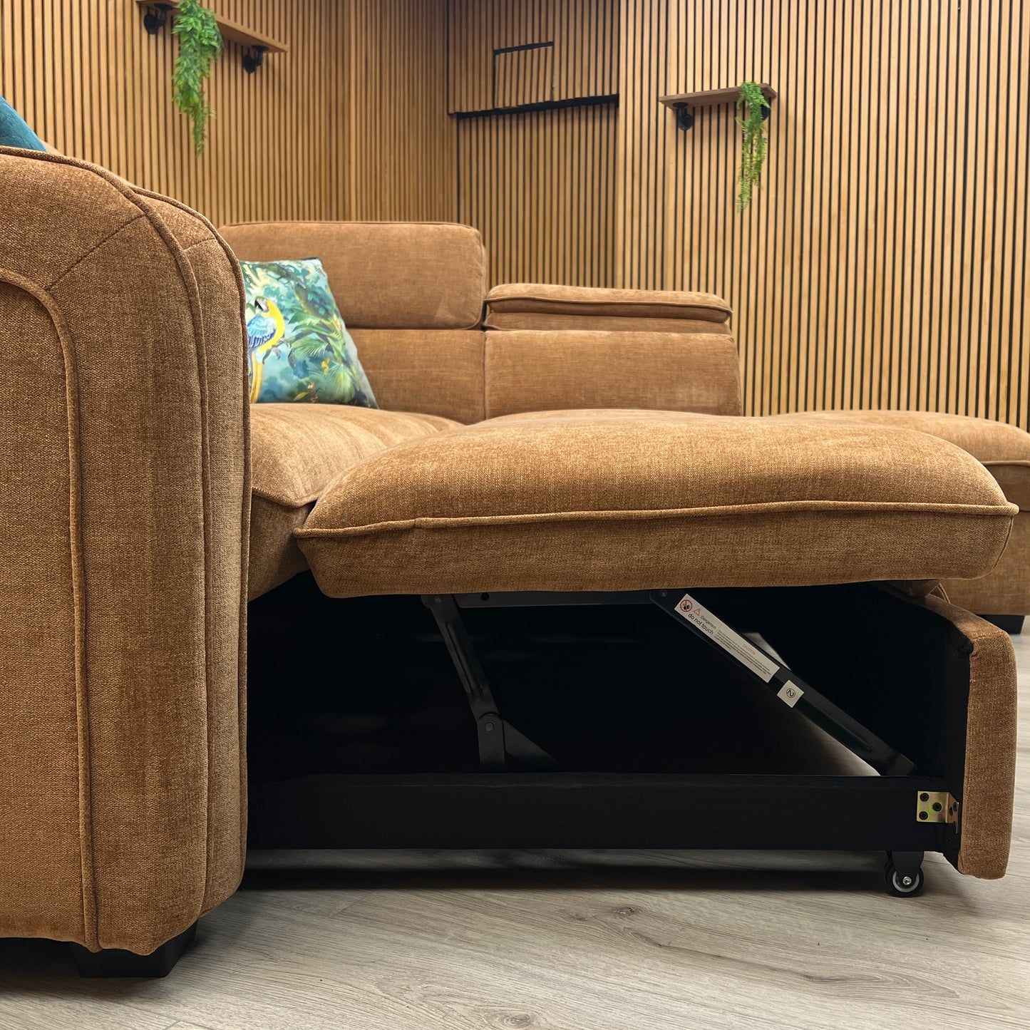 ‘Rodney’ Rust Brown Fabric Right Hand Facing Corner Sofa Bed with Storage