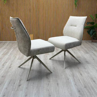 ‘Mirage’ Neutral Fabric Swivel Dining Armless Chairs - Set of 2