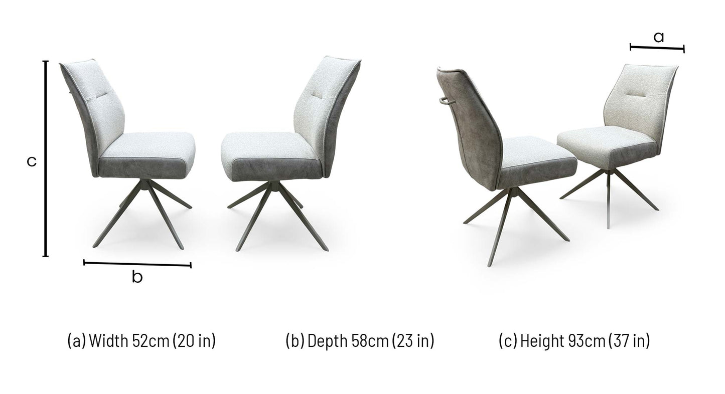 ‘Mirage’ Neutral Fabric Swivel Dining Armless Chairs - Set of 2