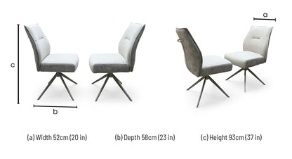 ‘Mirage’ Neutral Fabric Swivel Dining Armless Chairs - Set of 2