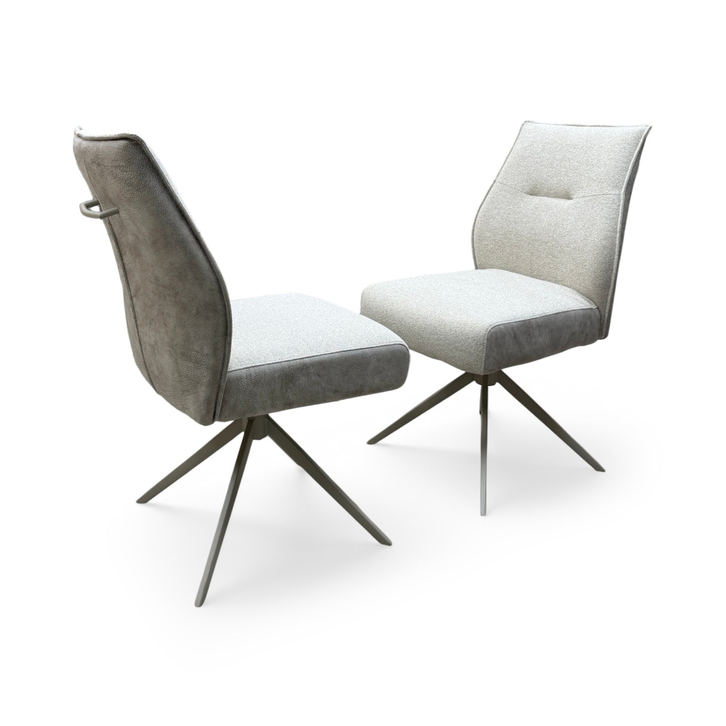 ‘Mirage’ Neutral Fabric Swivel Dining Armless Chairs - Set of 2