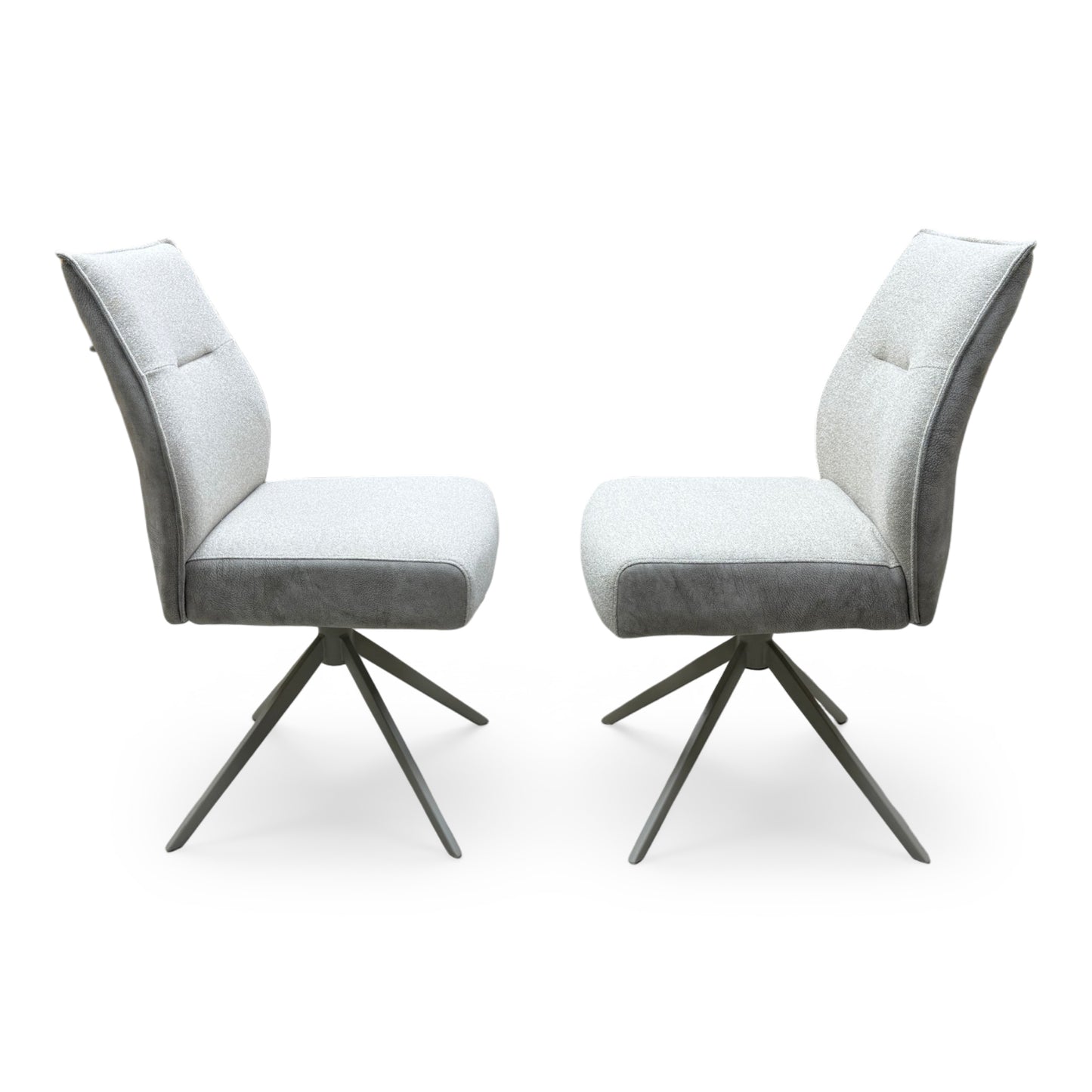 ‘Mirage’ Neutral Fabric Swivel Dining Armless Chairs - Set of 2