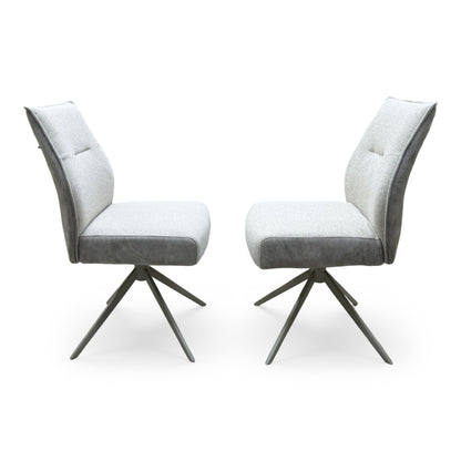 ‘Mirage’ Neutral Fabric Swivel Dining Armless Chairs - Set of 2