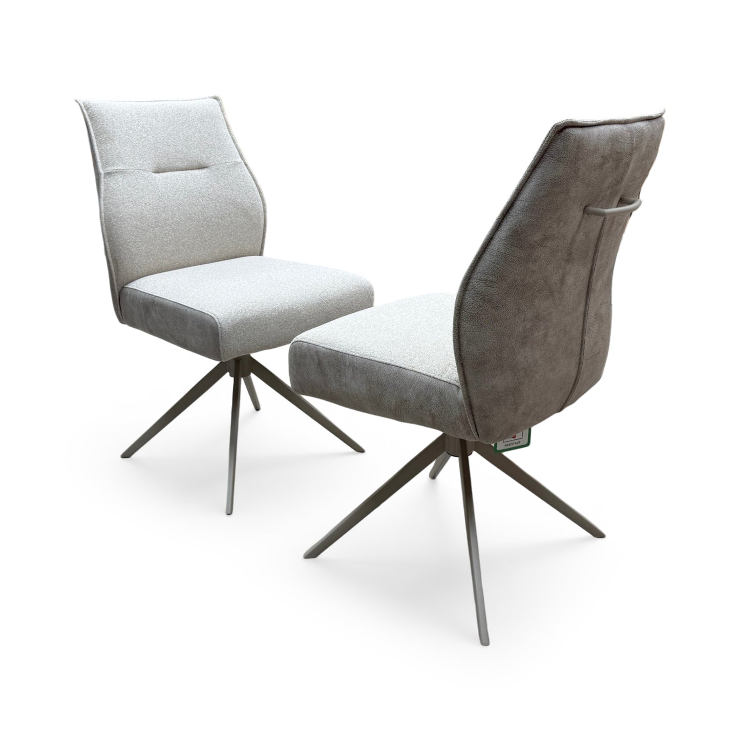 ‘Mirage’ Neutral Fabric Swivel Dining Armless Chairs - Set of 2