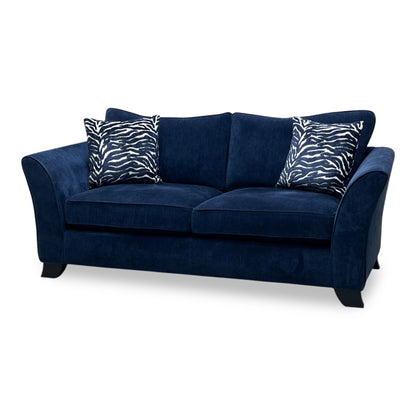 ‘Sasha’ Zara Navy Blue Fabric Classic Back 3 Seater Sofa