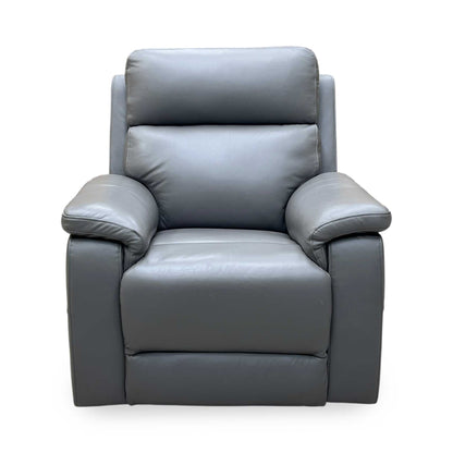 ‘Raven’ Oslo Elephant Grey Leather Power Recliner Chair
