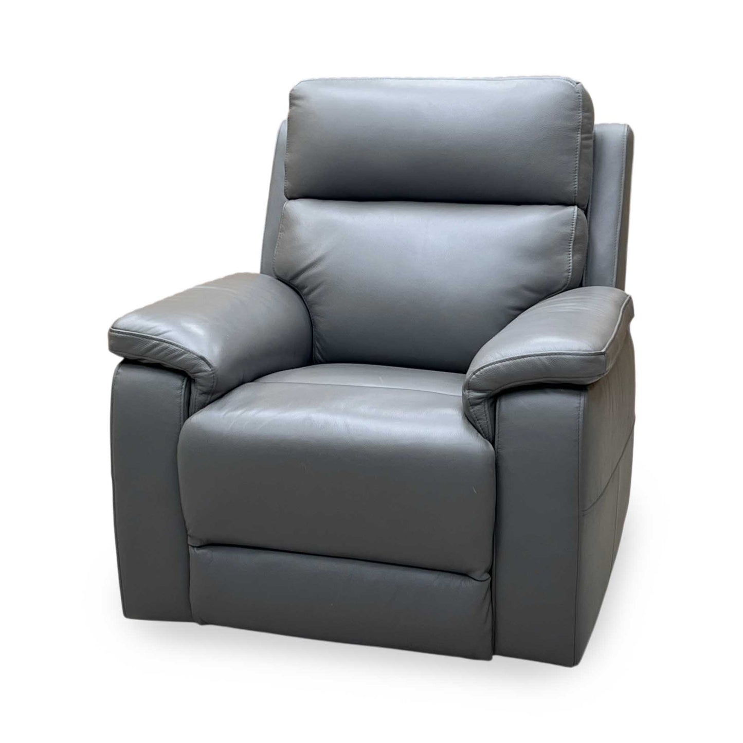‘Raven’ Oslo Elephant Grey Leather Power Recliner Chair