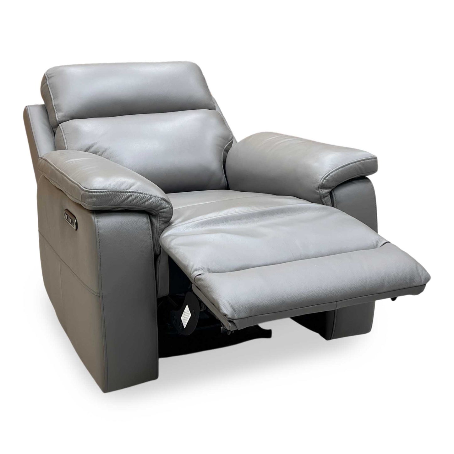 ‘Raven’ Oslo Elephant Grey Leather Power Recliner Chair