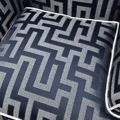 Duresta ‘Princeton’ Britannica Midnight Blue Cp Eby:Stl Patterned Fabric Wing Chair