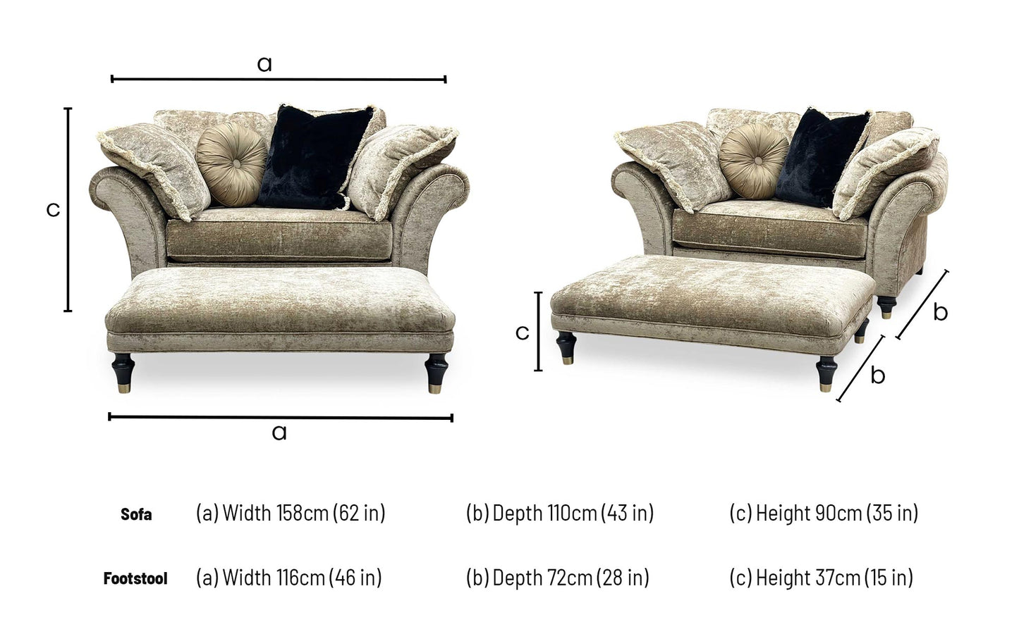 Duresta 'Princeton' Monarch Gold Eby_Stl Fabric Ruched Reading Chair + Rectangular Footstool