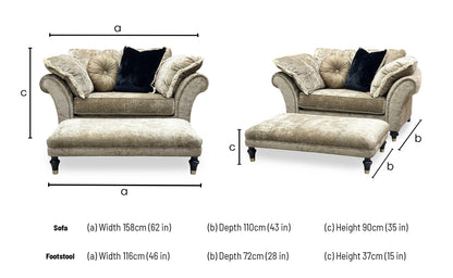 Duresta 'Princeton' Monarch Gold Eby_Stl Fabric Ruched Reading Chair + Rectangular Footstool