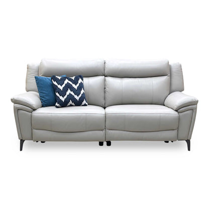 ‘Panache’ Lead Grey Cat-60_23 Leather 3 Seater Power Recliner Sofa with Power Headrests