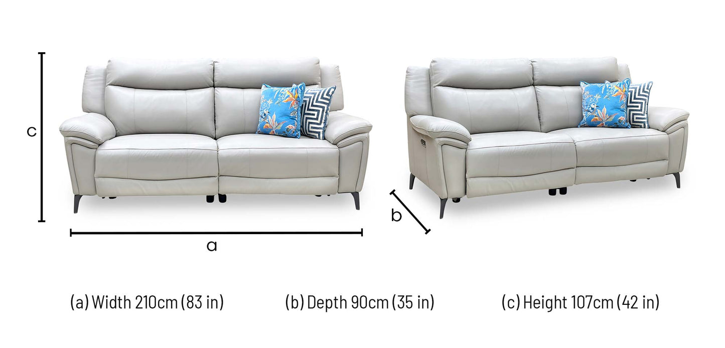 ‘Panache’ Lead Grey Cat-60_23 Leather 3 Seater Power Recliner Sofa