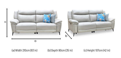 ‘Panache’ Lead Grey Cat-60_23 Leather 3 Seater Power Recliner Sofa