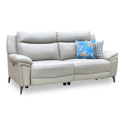 ‘Panache’ Lead Grey Cat-60_23 Leather 3 Seater Power Recliner Sofa
