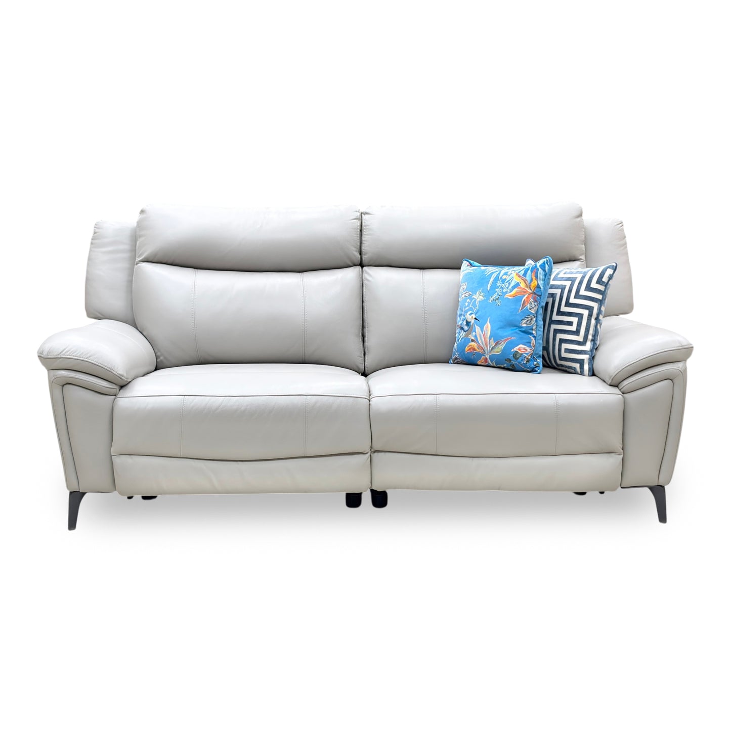 ‘Panache’ Lead Grey Cat-60_23 Leather 3 Seater Power Recliner Sofa