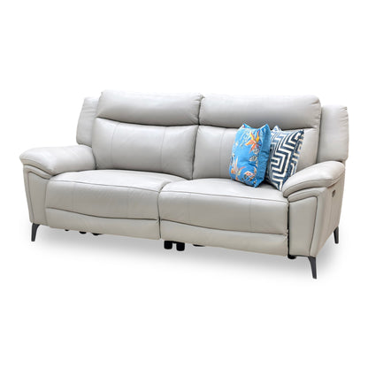 ‘Panache’ Lead Grey Cat-60_23 Leather 3 Seater Power Recliner Sofa