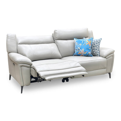 Full view of ‘Panache’ Lead Grey Cat-60_23 Leather 3 Seater Power Recliner Sofa.