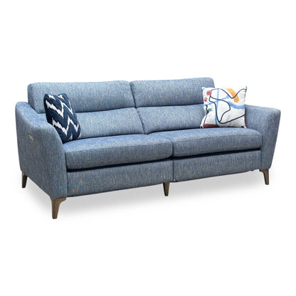 ‘Moderna’ Blr Marine Blue Sw Fabric 3 Seater Power Recliner Sofa with Telescopic Headrests