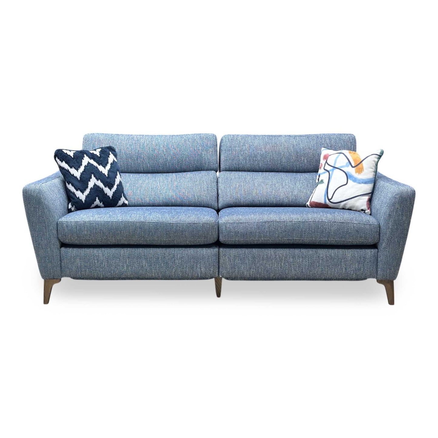 ‘Moderna’ Blr Marine Blue Sw Fabric 3 Seater Power Recliner Sofa with Telescopic Headrests
