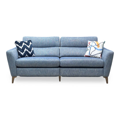 ‘Moderna’ Blr Marine Blue Sw Fabric 3 Seater Power Recliner Sofa with Telescopic Headrests
