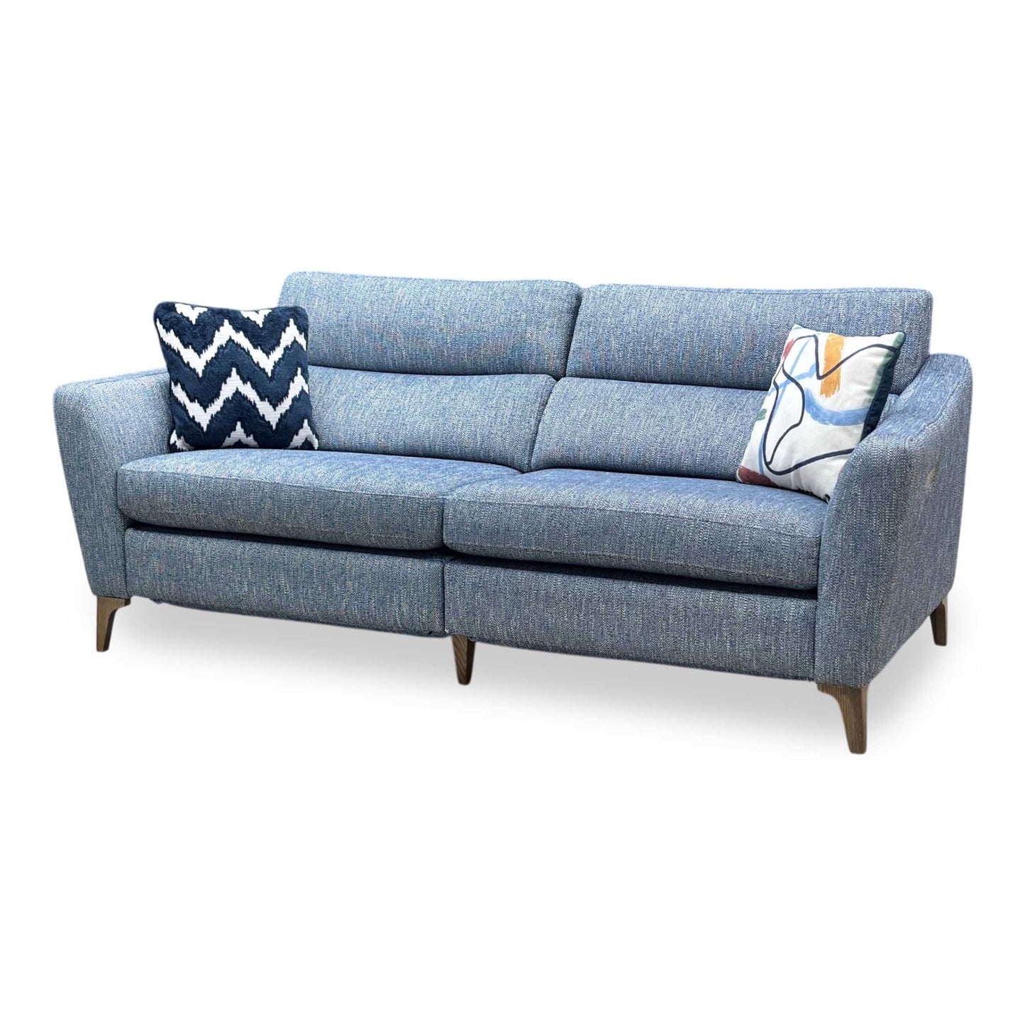 ‘Moderna’ Blr Marine Blue Sw Fabric 3 Seater Power Recliner Sofa with Telescopic Headrests