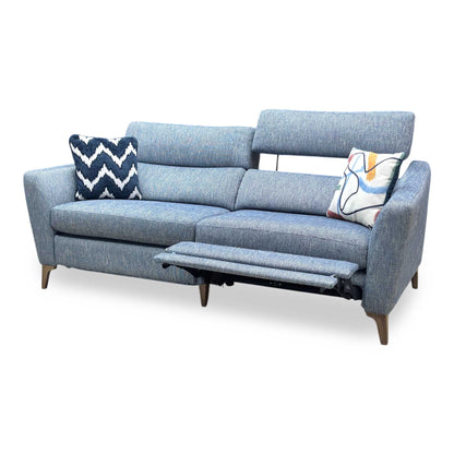 ‘Moderna’ Blr Marine Blue Sw Fabric 3 Seater Power Recliner Sofa with Telescopic Headrests