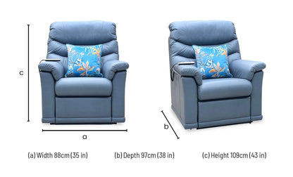 G Plan ‘Malvern’ L857 Cambridge Sky Blue Leather Small Rise and Recliner Chair