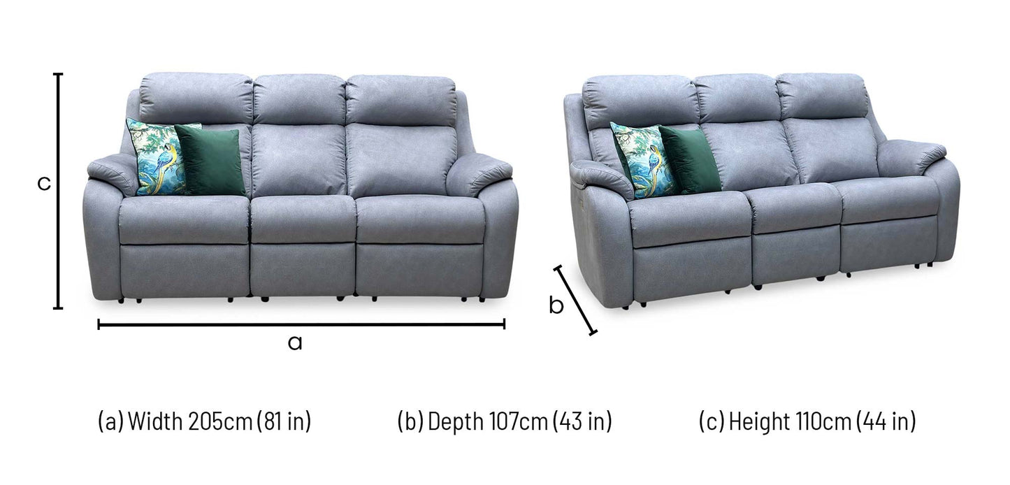 G Plan 'Kingsbury' A124 Stingray Charcoal Grey Fabric 3 Seater Power Recliner Sofa