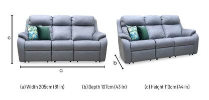 G Plan 'Kingsbury' A124 Stingray Charcoal Grey Fabric 3 Seater Power Recliner Sofa