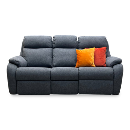 G Plan ‘Kingsbury’ A943 Roche Slate Grey Fabric 3 Seater Power Recliner Sofa with Power Headrests and Power Lumbar