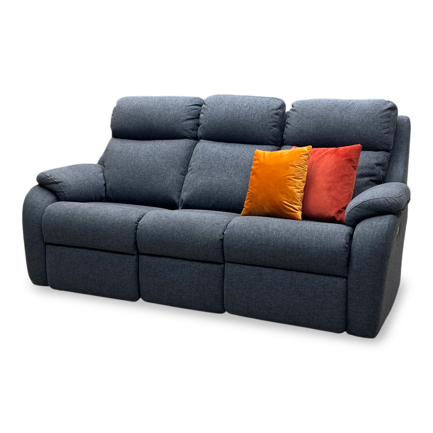 G Plan ‘Kingsbury’ A943 Roche Slate Grey Fabric 3 Seater Power Recliner Sofa with Power Headrests and Power Lumbar