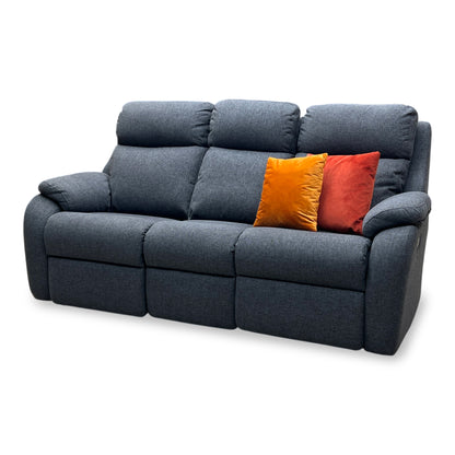 G Plan ‘Kingsbury’ A943 Roche Slate Grey Fabric 3 Seater Power Recliner Sofa with Power Headrests and Power Lumbar